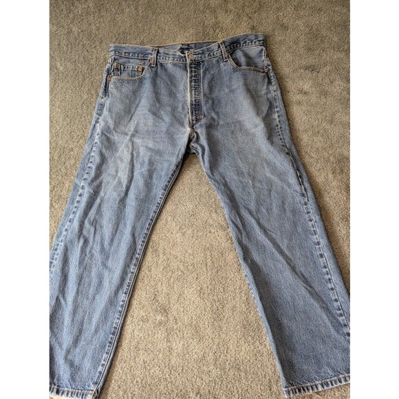 Vintage Levis 501 Jeans Mens 42 X 30 Medium Wash Mid Rise Blue Denim Pants Zip - Picture 6 of 13